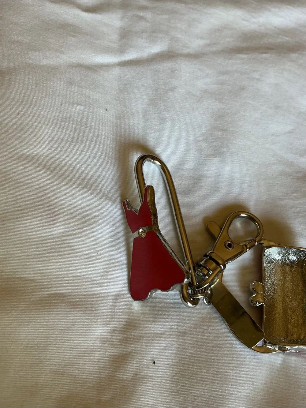 Pink Enamel Mini Purse and Dress Keychain